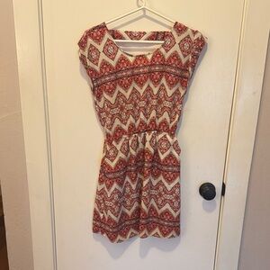 Hippie Rose Red and Cream Geometric Mini Dress
018